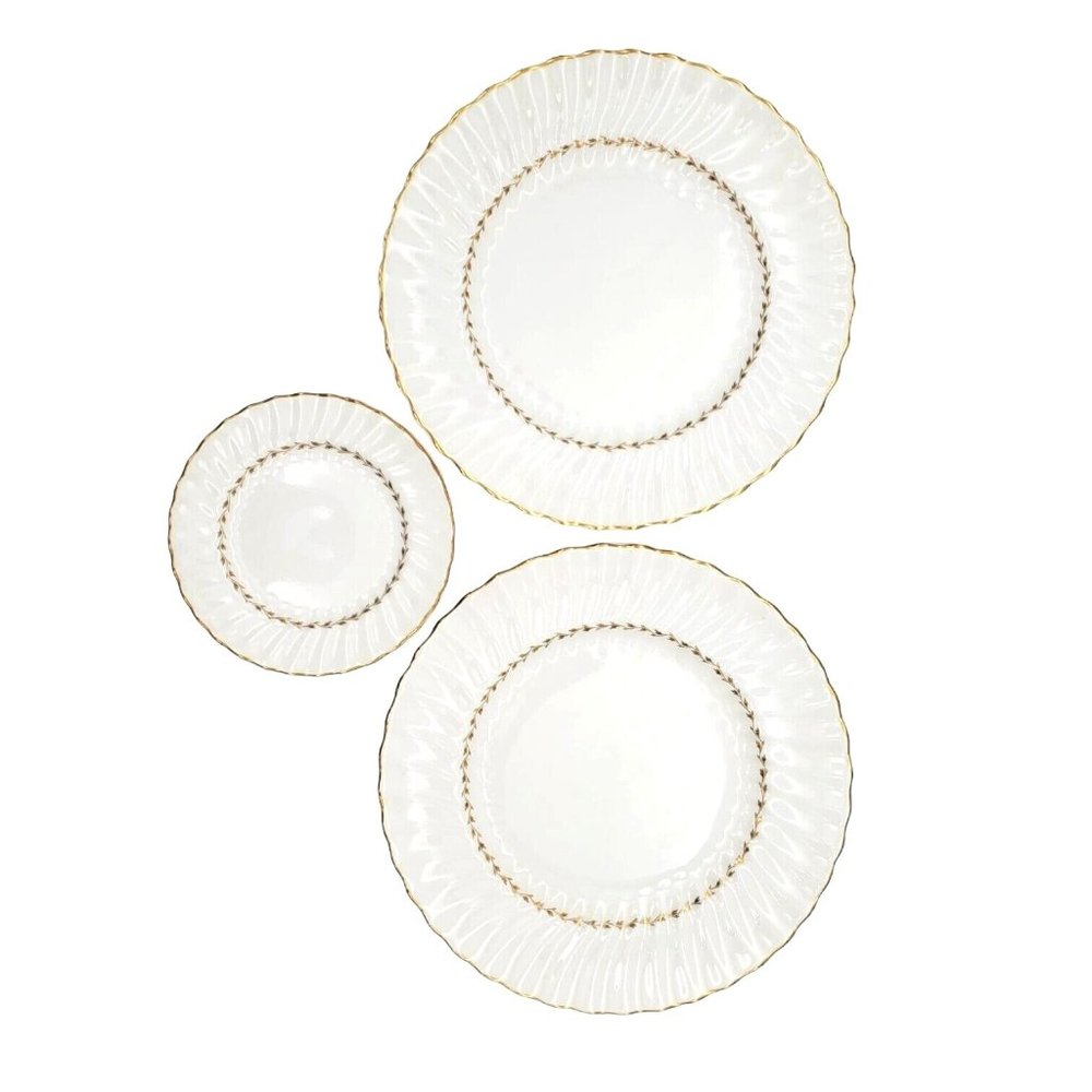 Royal Doulton Fine‎ Bone China Adrian 2x Dinner Plate & 1x Bread Scalloped White